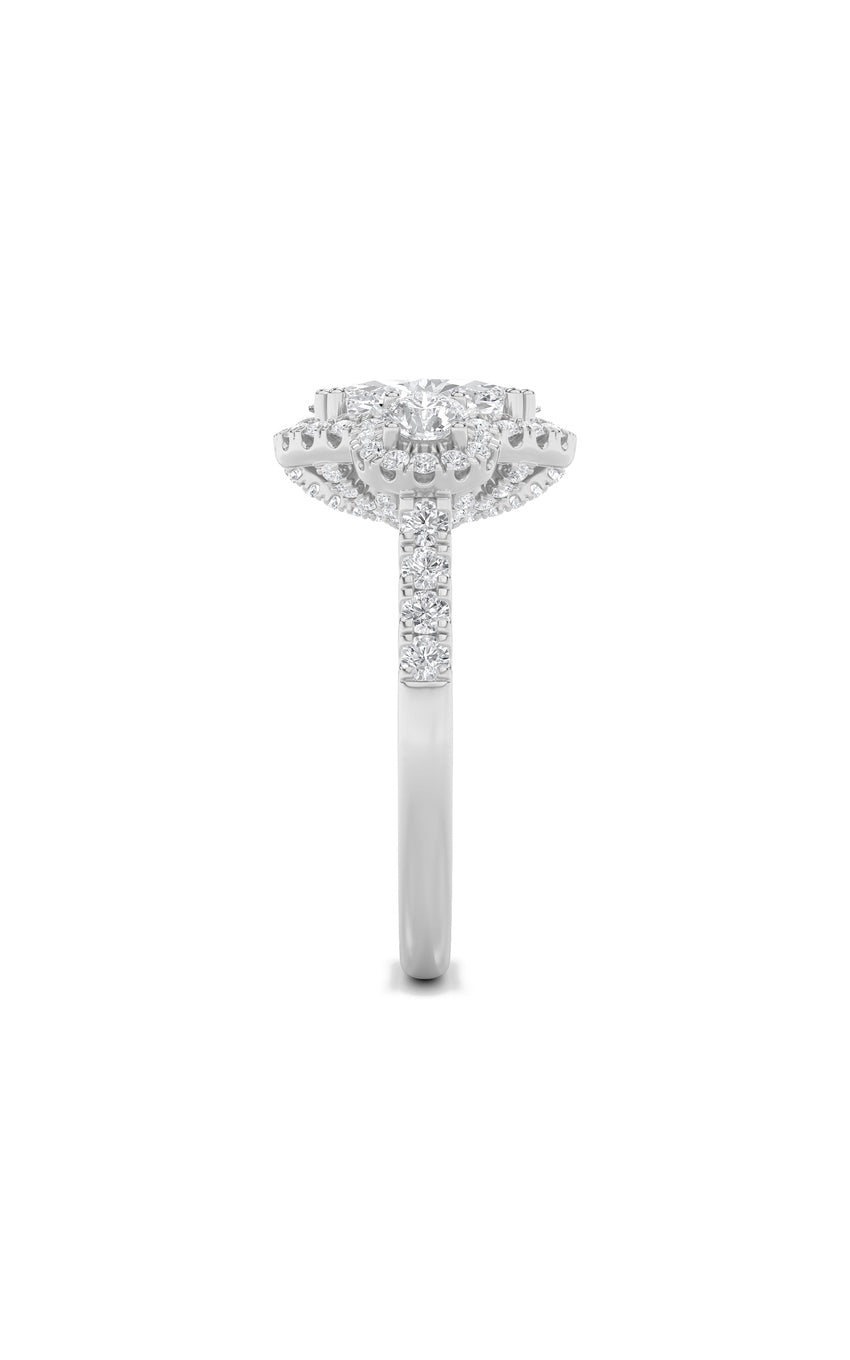 3Cttw Oval Shaped Lab Grown Diamond (F/VS) Three Stone Accented Ring in 14K Gold