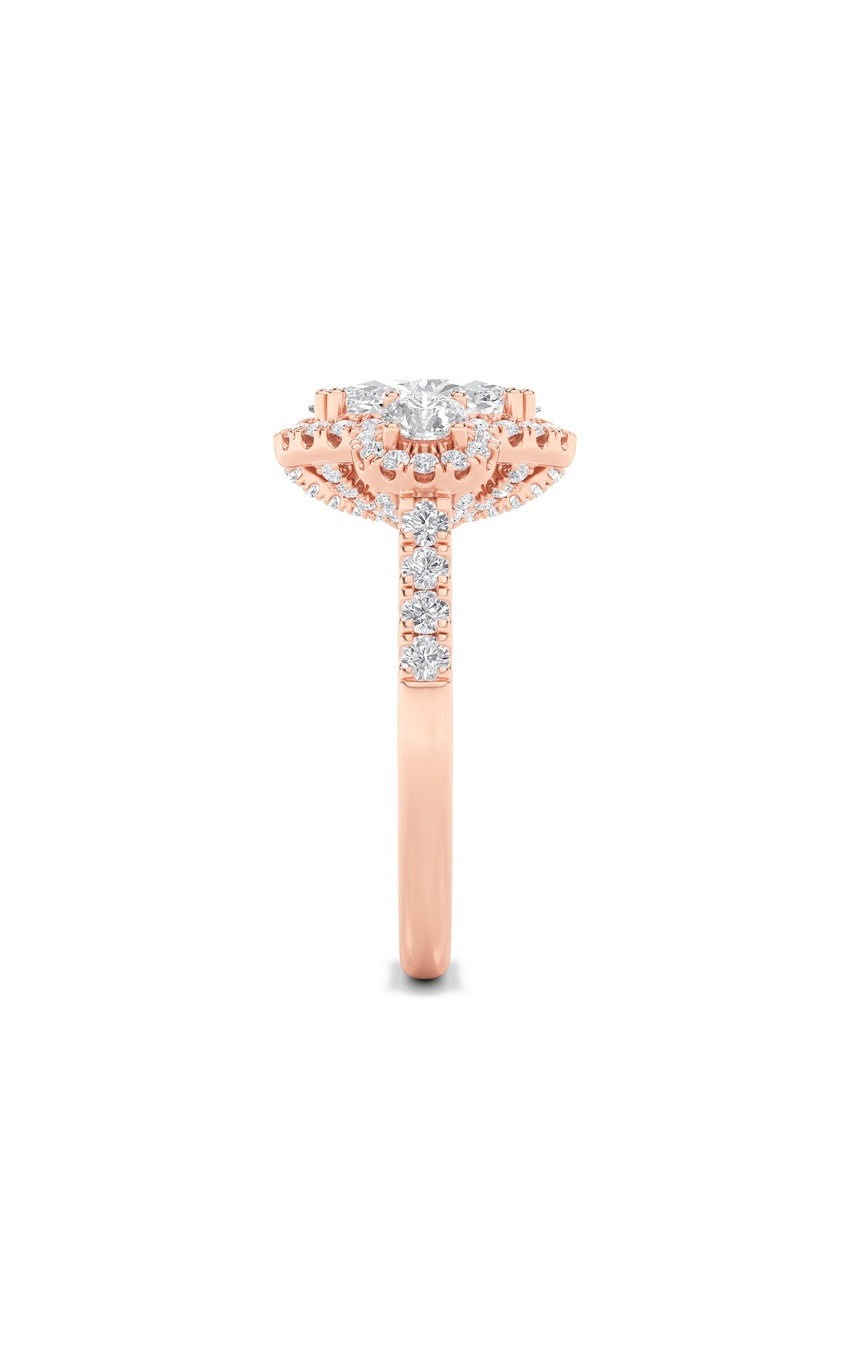 3Cttw Oval Shaped Lab Grown Diamond (F/VS) Three Stone Accented Ring in 14K Gold