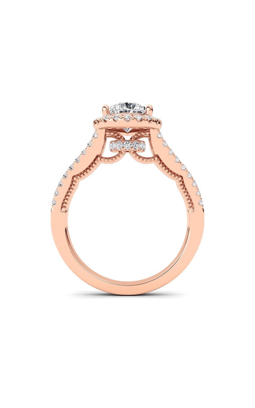 2Cttw Pear Shaped Lab Grown Diamond (F/VS) Split Shank Accented Ring in 14K Gold