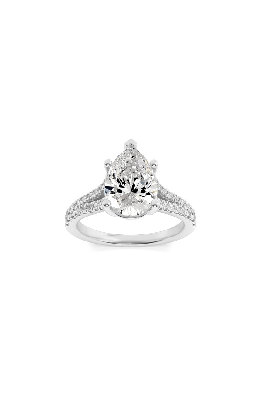 3Cttw Pear Shaped Lab Grown Diamond (F/VS) RING in 14K Gold