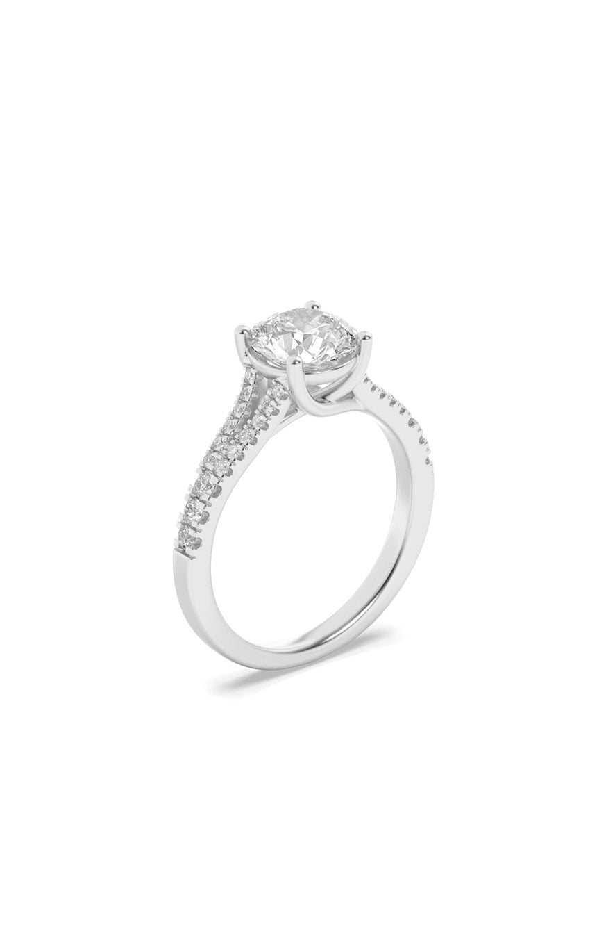 2Cttw Round Shaped Lab Grown Diamond (F/VS) Split Shank Trellis Engagement Ring in 14K Gold