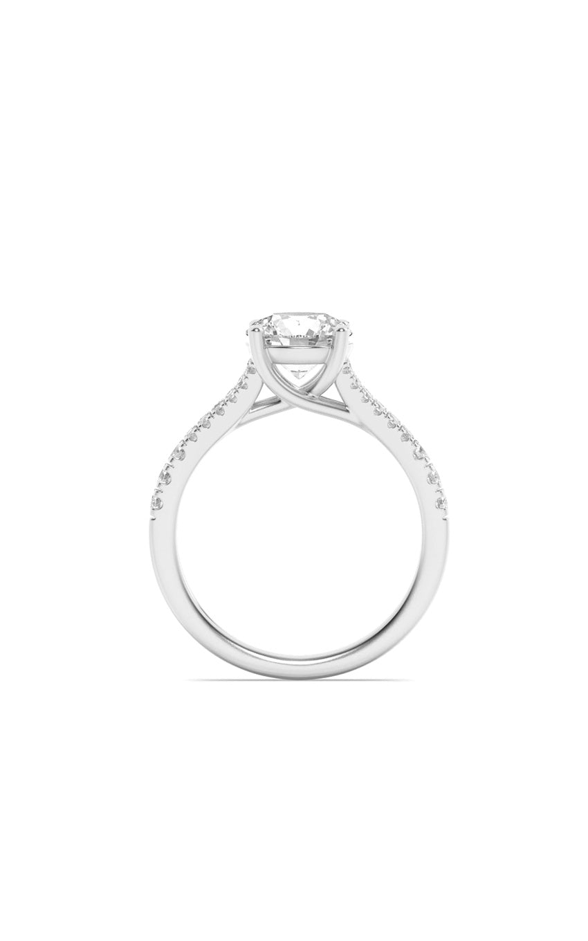 2Cttw Round Shaped Lab Grown Diamond (F/VS) Split Shank Trellis Engagement Ring in 14K Gold