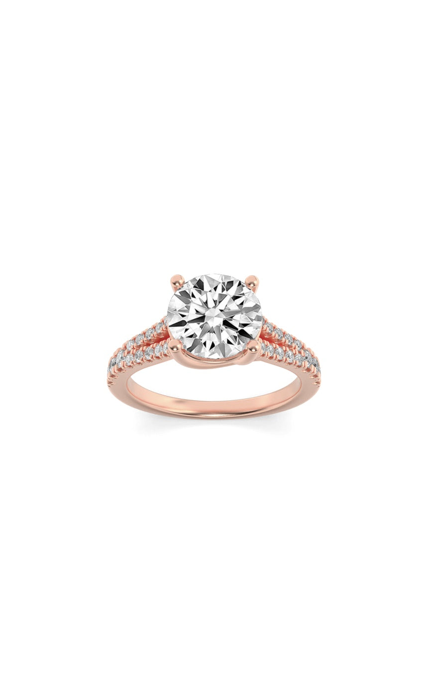 2Cttw Round Shaped Lab Grown Diamond (F/VS) Split Shank Trellis Engagement Ring in 14K Gold