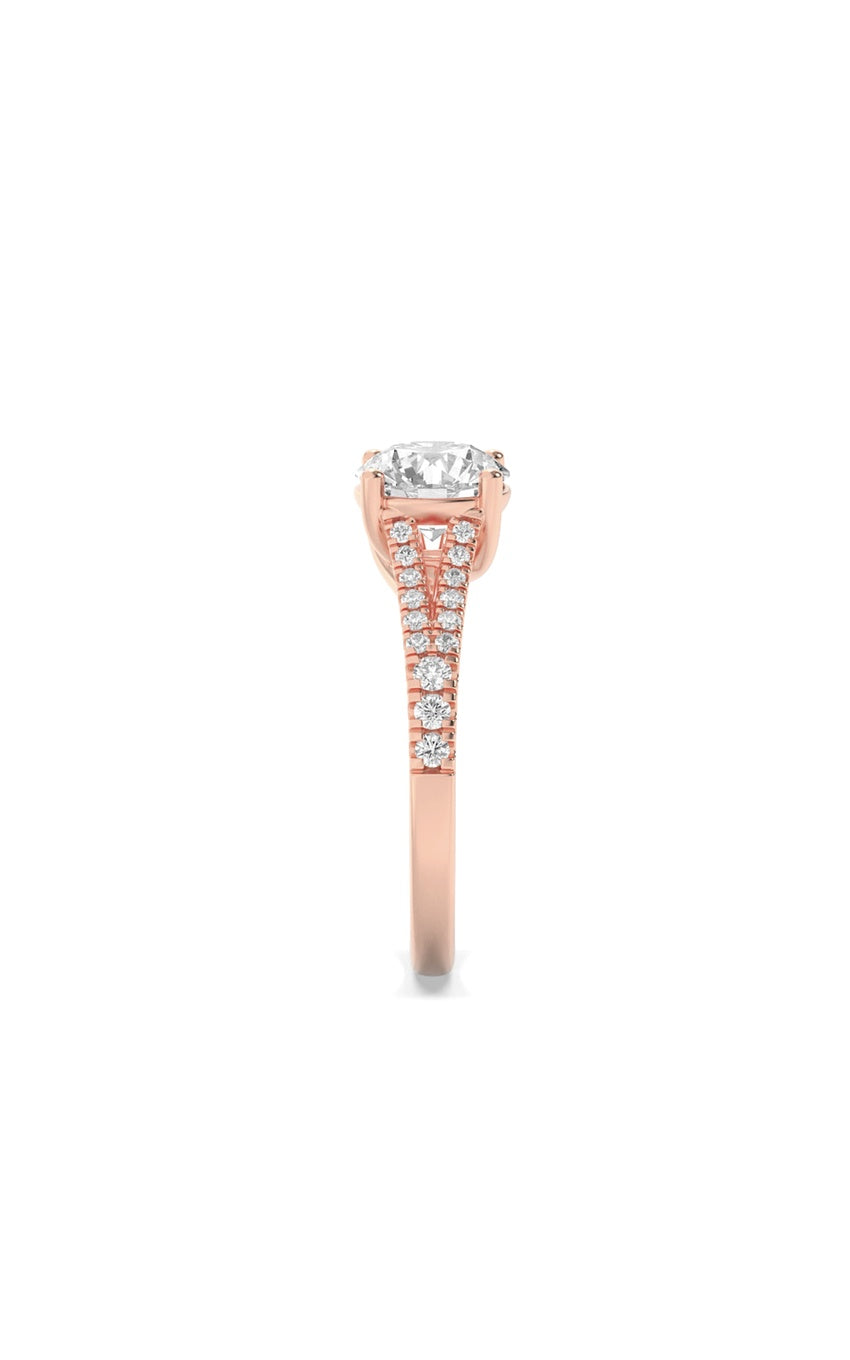 2Cttw Round Shaped Lab Grown Diamond (F/VS) Split Shank Trellis Engagement Ring in 14K Gold