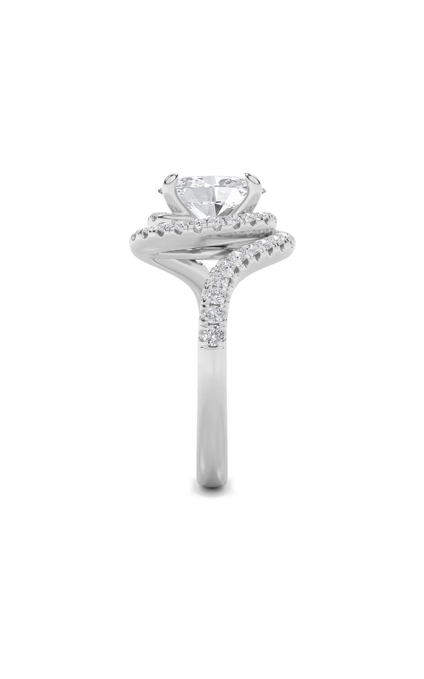2Cttw Oval Shaped Lab Grown Diamond (F/VS) Swirl Accented Engagement Ring in 14K Gold