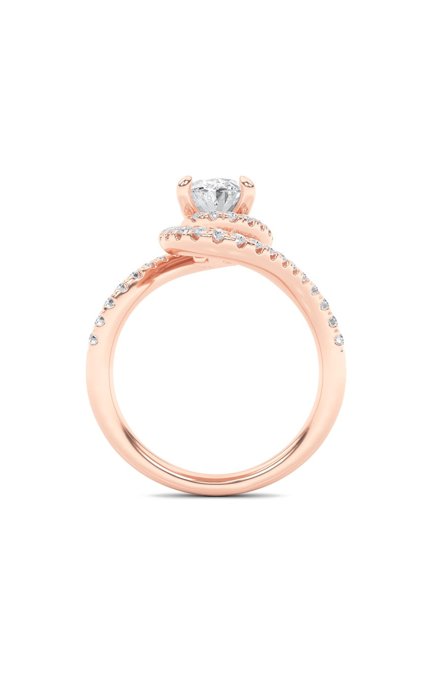 2Cttw Oval Shaped Lab Grown Diamond (F/VS) Swirl Accented Engagement Ring in 14K Gold
