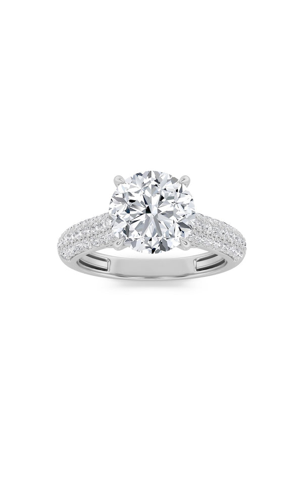 1.5Cttw Round Shaped Lab Grown Diamond (F/VS) Hidden Halo Accented Engagement Ring in 14K Gold