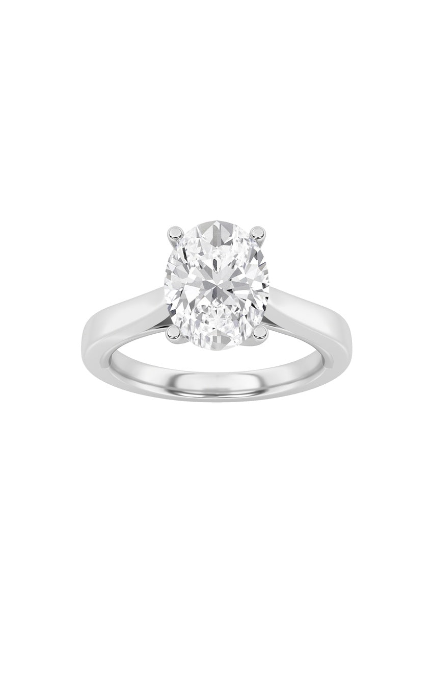 3Cttw Oval Shaped Lab Grown Diamond (G/VS) Twisted Basket Cathedral Shank Solitaire Ring in 14K Gold