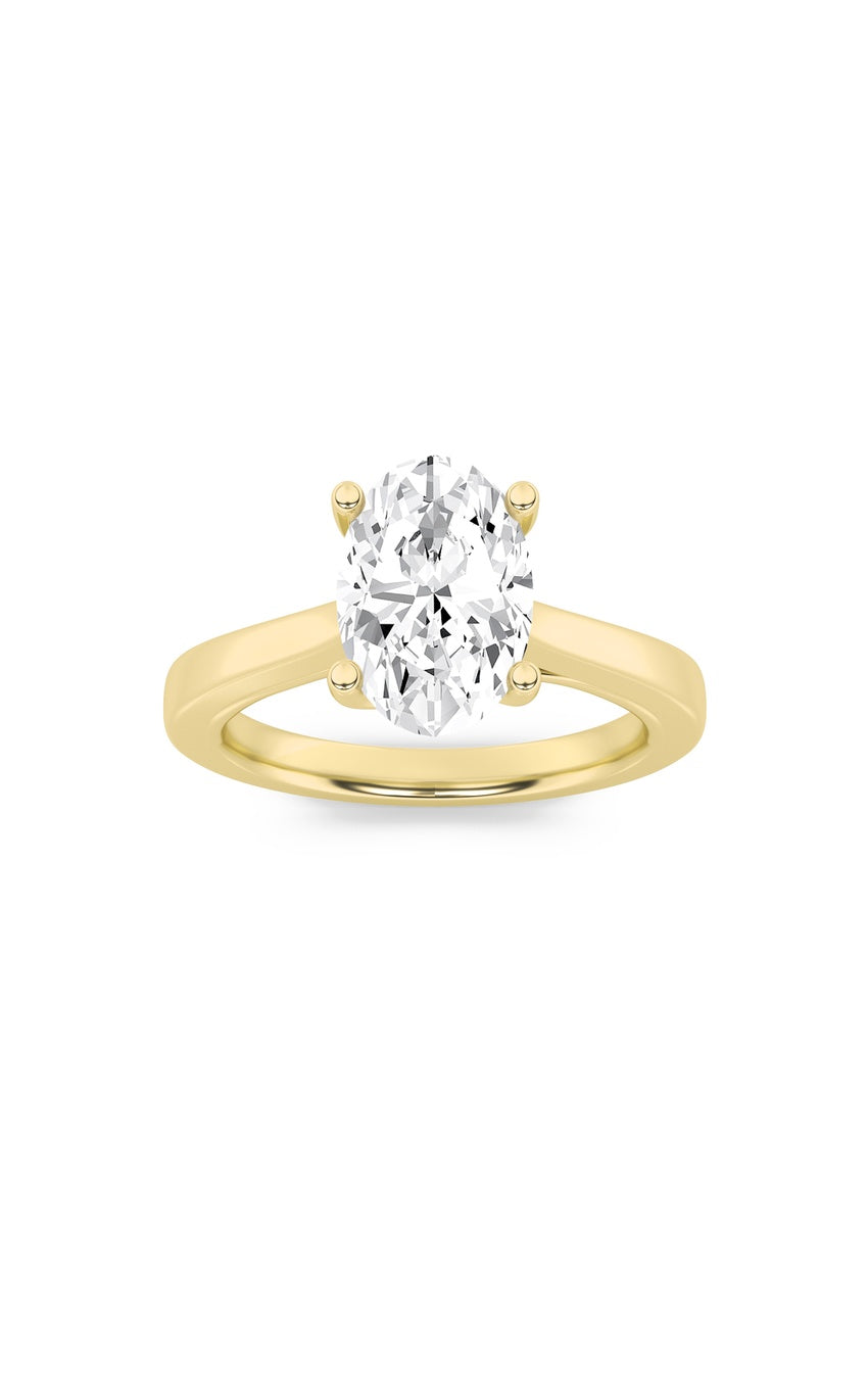 3Cttw Oval Shaped Lab Grown Diamond (G/VS) Twisted Basket Cathedral Shank Solitaire Ring in 14K Gold