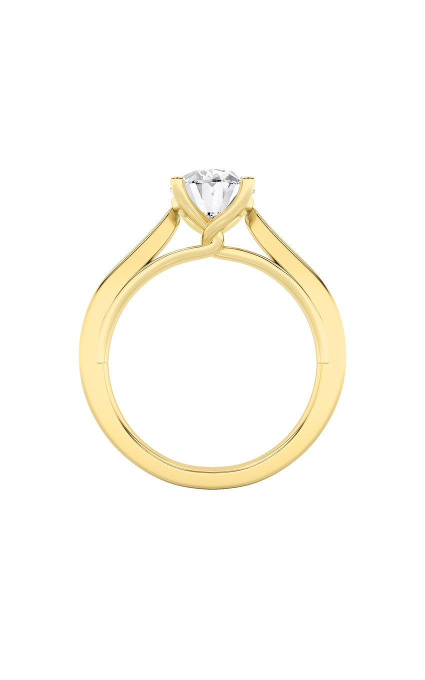 3Cttw Oval Shaped Lab Grown Diamond (G/VS) Twisted Basket Cathedral Shank Solitaire Ring in 14K Gold