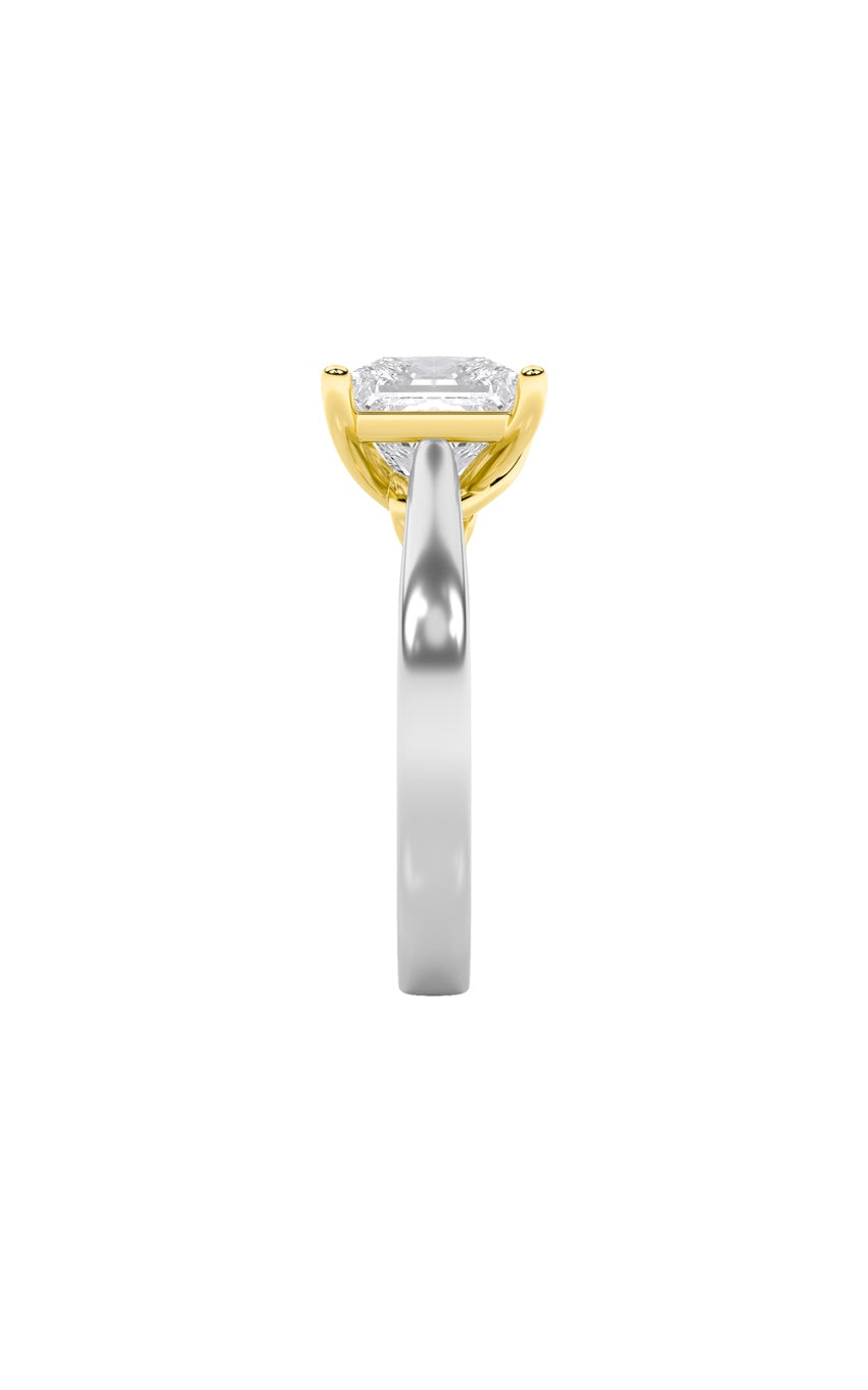 2Cttw Princess Shaped Lab Grown Diamond (F/VS) Two Tone Twisted Basket Cathedral Shank Solitaire Ring in 14K Gold