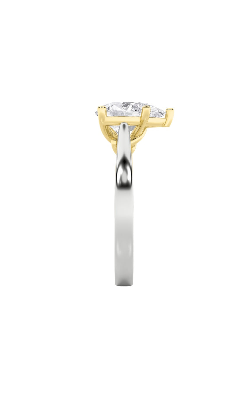 2Cttw Pear Shaped Lab Grown Diamond (F/VS) Two Tone Twisted Basket Cathedral Shank Solitaire Ring in 14K Gold