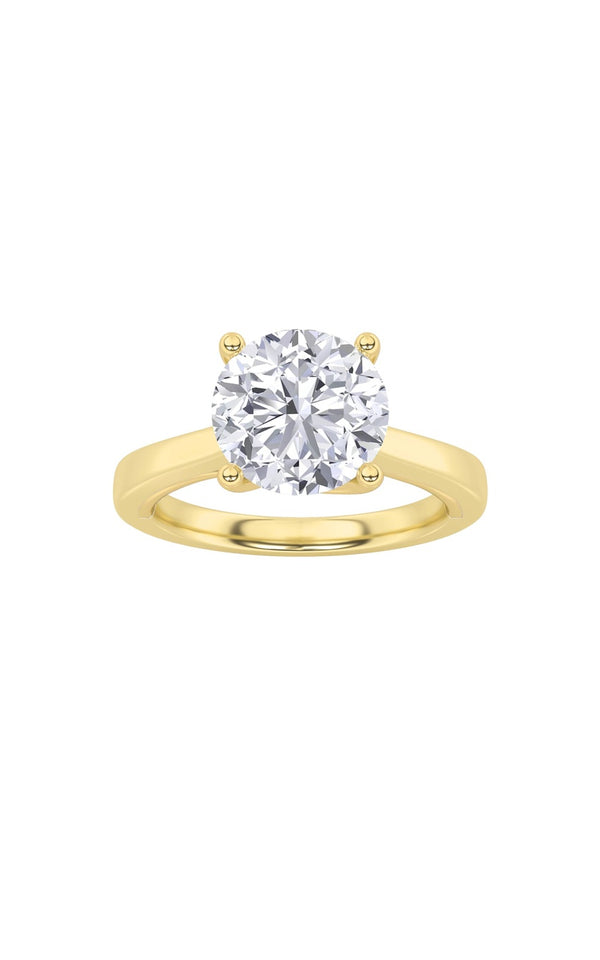 3Cttw Round Shaped Lab Grown Diamond (G/VS) Twisted Basket Cathedral Shank Solitaire Ring in 14K Gold