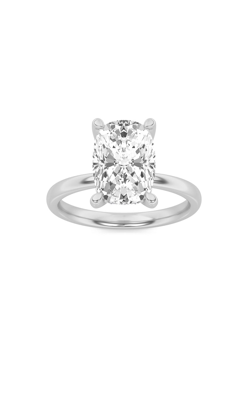 2.5Cttw Elongated Cushion Shaped Lab Grown Diamond (G/VS) Hidden Halo Petite Shank Ring in 14K Gold