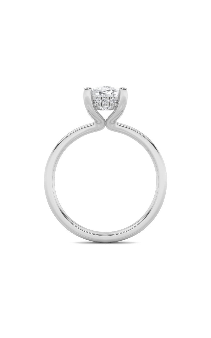 2.5Cttw Elongated Cushion Shaped Lab Grown Diamond (G/VS) Hidden Halo Petite Shank Ring in 14K Gold