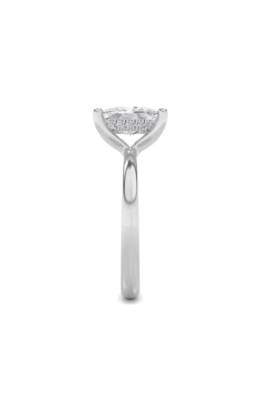2.5Cttw Elongated Cushion Shaped Lab Grown Diamond (G/VS) Hidden Halo Petite Shank Ring in 14K Gold