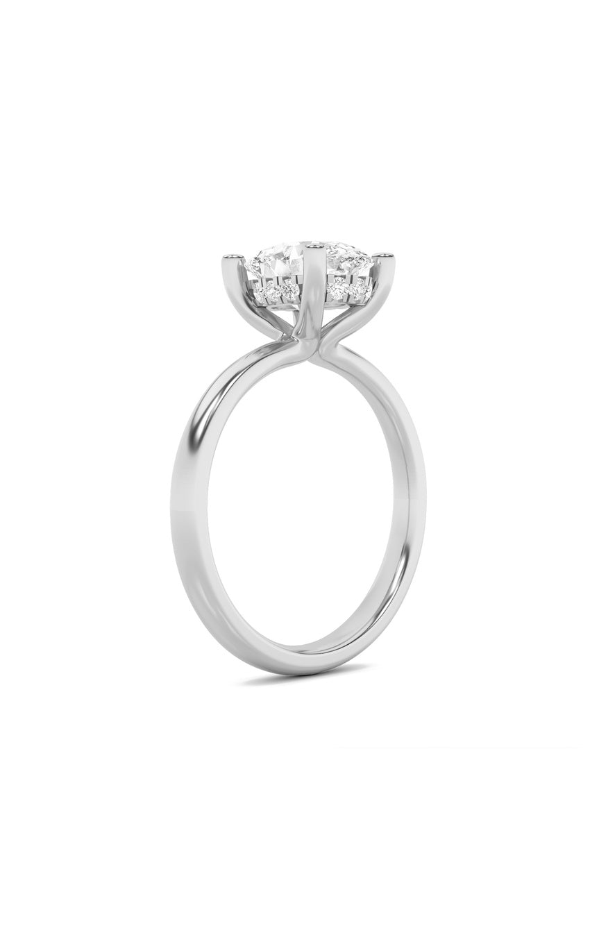 2Cttw Oval Shaped Lab Grown Diamond (F/VS) Hidden Halo Petite Shank Ring in 14K Gold