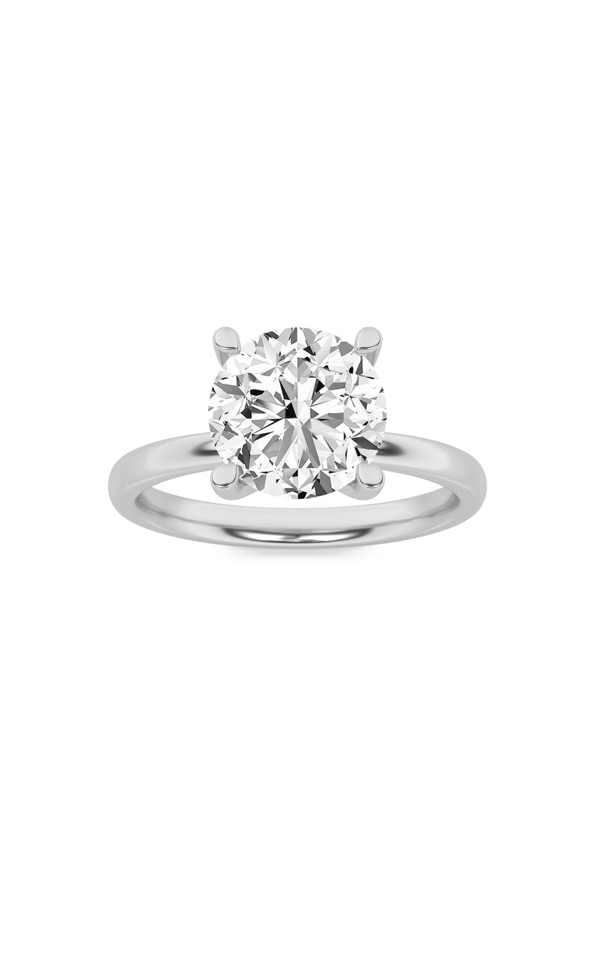 2Cttw Round Shaped Lab Grown Diamond (F/VS) Hidden Halo Petite Shank Ring in 14K Gold