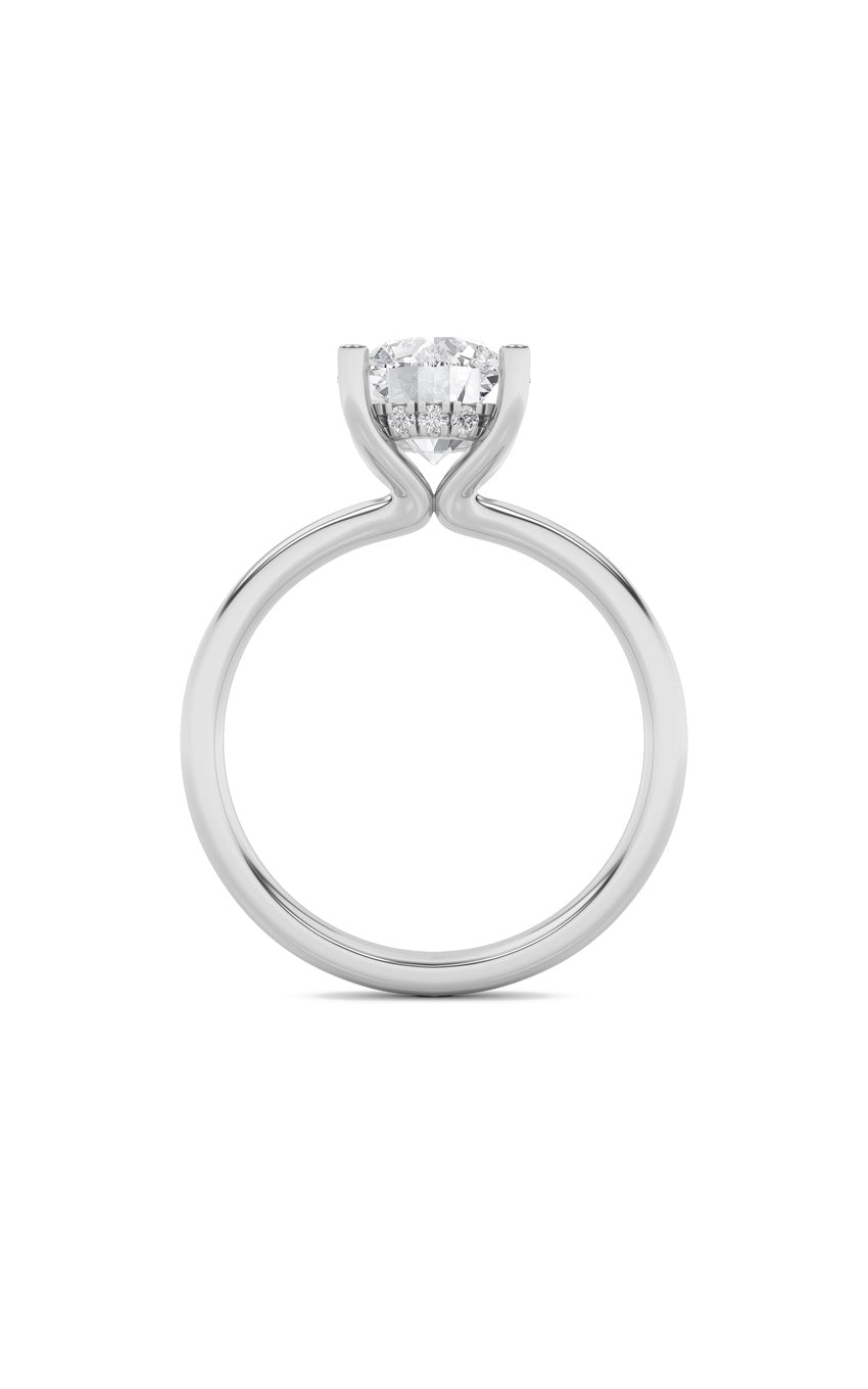 2Cttw Round Shaped Lab Grown Diamond (F/VS) Hidden Halo Petite Shank Ring in 14K Gold