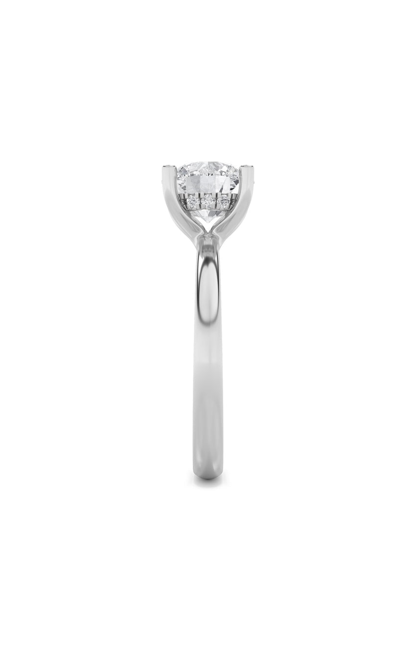 2Cttw Round Shaped Lab Grown Diamond (F/VS) Hidden Halo Petite Shank Ring in 14K Gold