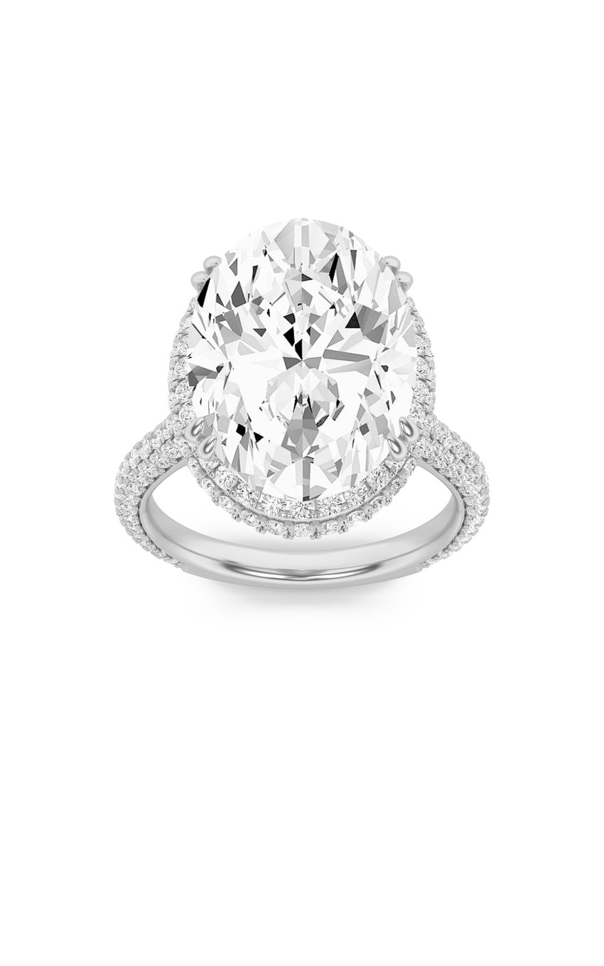 7.5Cttw Oval Shaped Lab Grown Diamond (F/VS) Bold Statement Accented Ring in 14K Gold