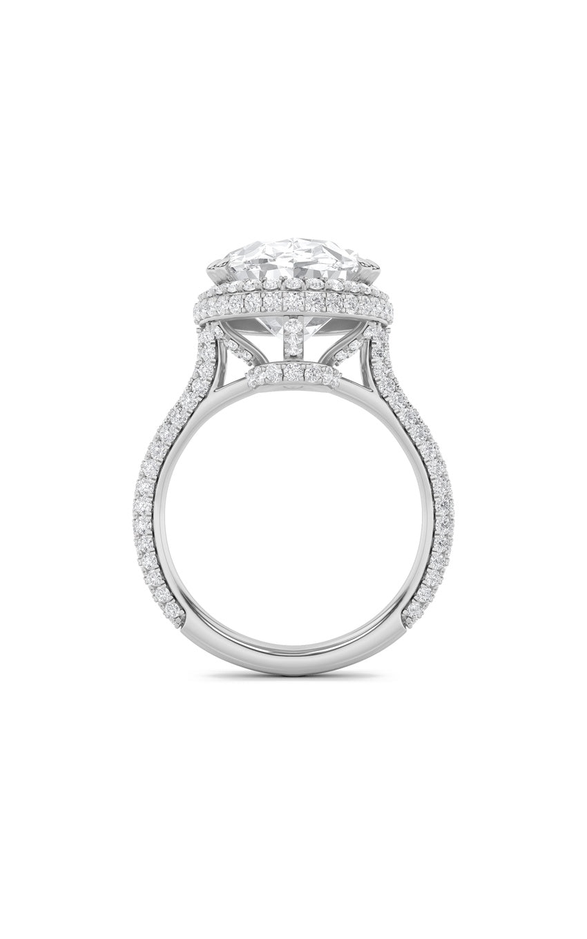 7.5Cttw Oval Shaped Lab Grown Diamond (F/VS) Bold Statement Accented Ring in 14K Gold