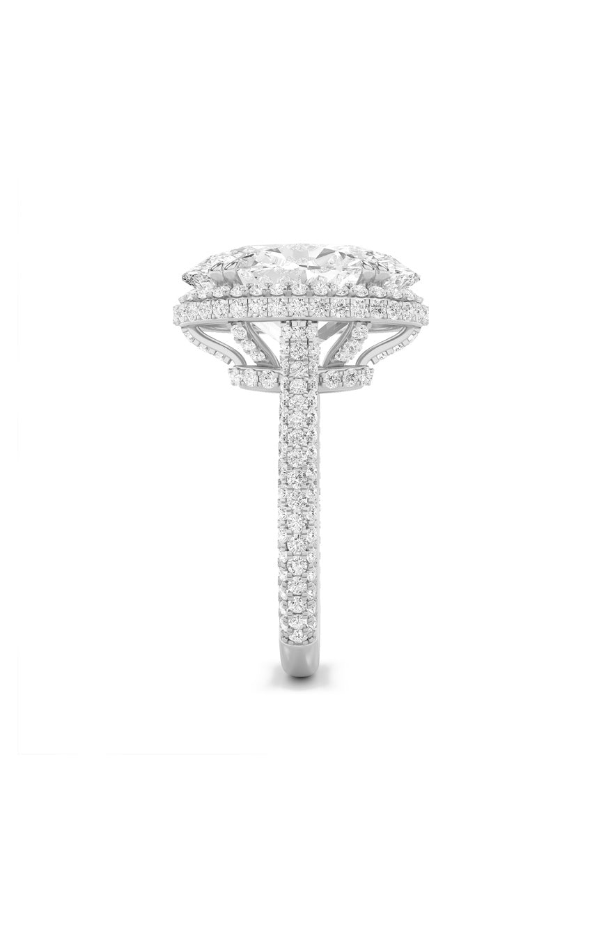 7.5Cttw Oval Shaped Lab Grown Diamond (F/VS) Bold Statement Accented Ring in 14K Gold