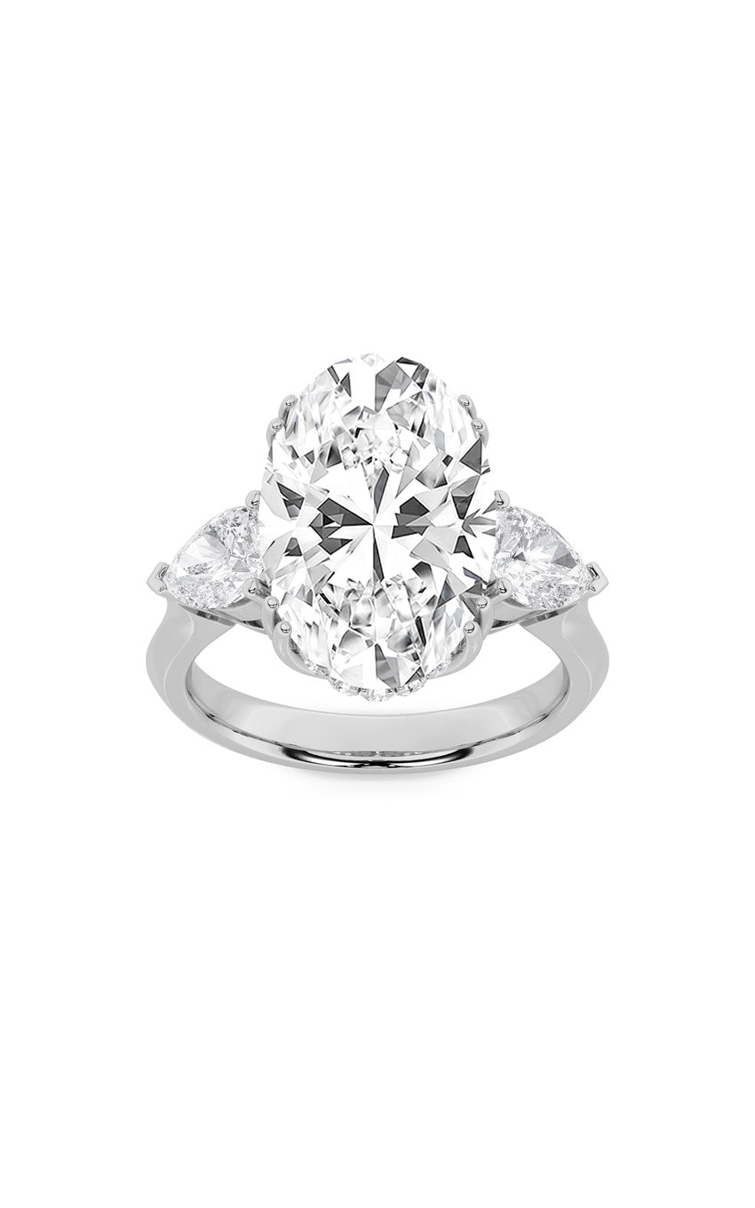 6.5Cttw Oval Shaped Lab Grown Diamond (F/VS) Bold Statement Accented Ring in 14K Gold