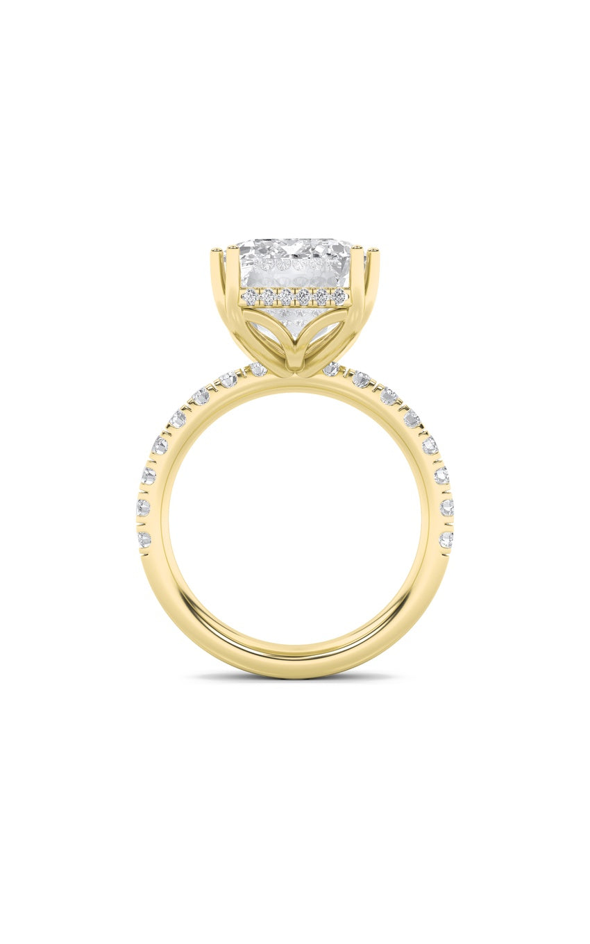 10.25Cttw Emerald Shaped Lab Grown Diamond (G/VS) Bold Statement Accented Ring in 14K Gold