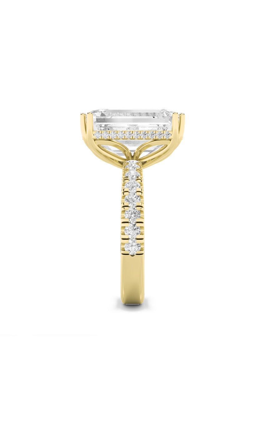 10.25Cttw Emerald Shaped Lab Grown Diamond (G/VS) Bold Statement Accented Ring in 14K Gold
