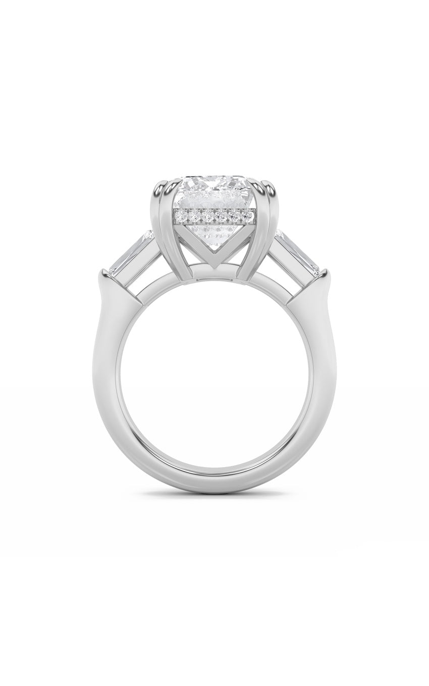 9Cttw Emerald Shaped Lab Grown Diamond (F/VS) BoldStatement Accented Ring in 14K Gold