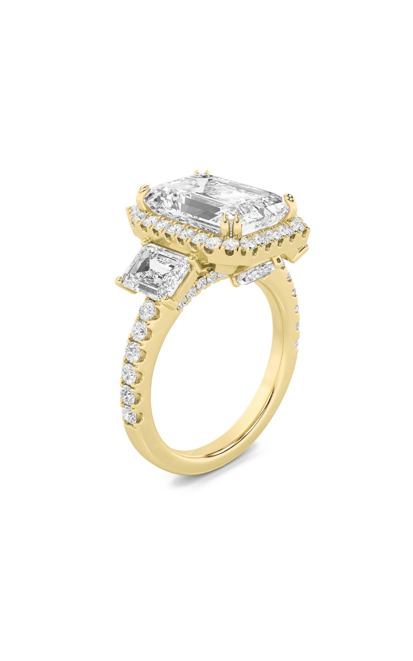 7Cttw Radiant Shaped Lab Grown Diamond (F/VS) Bold Accented Engagement Ring in 14K Gold