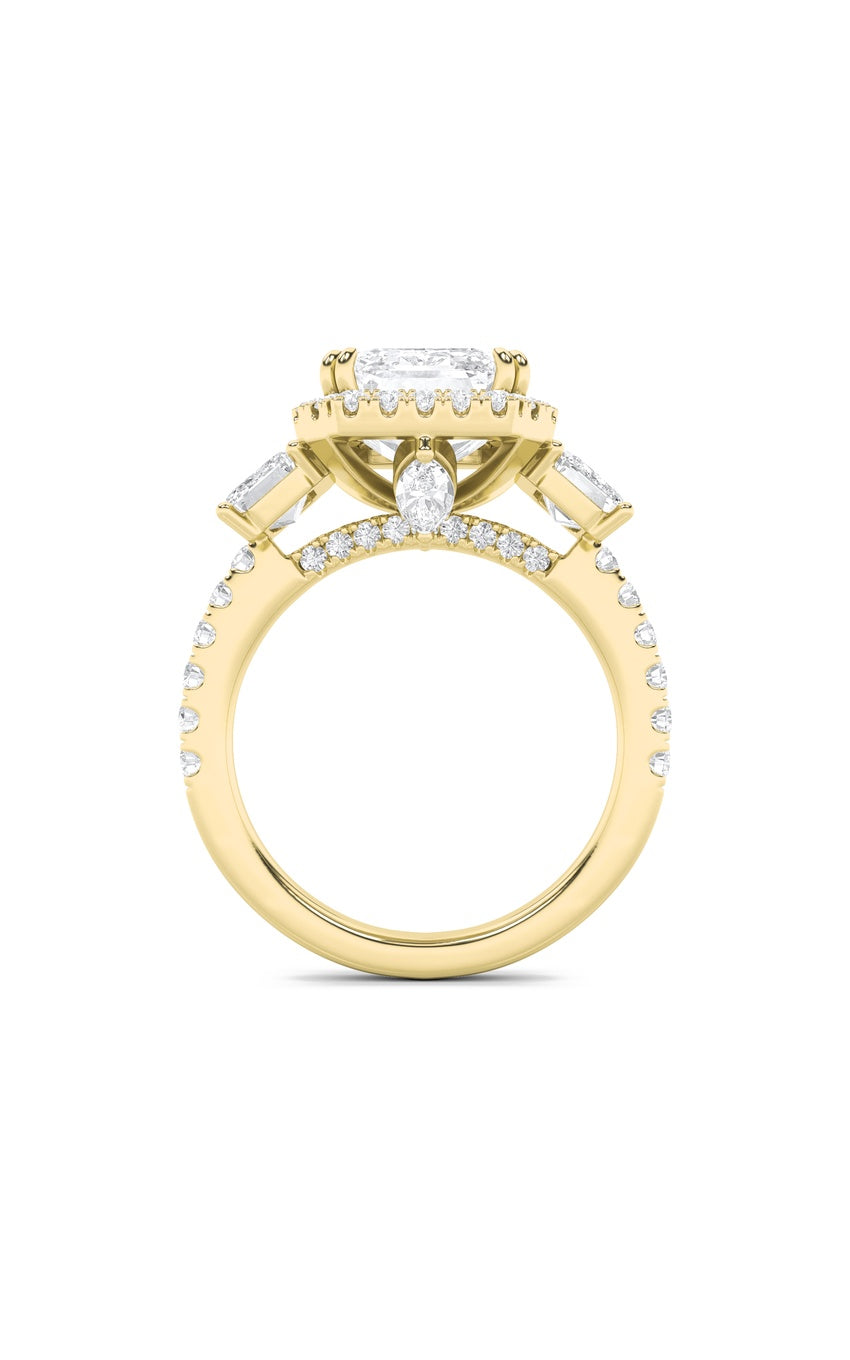 7Cttw Radiant Shaped Lab Grown Diamond (F/VS) Bold Accented Engagement Ring in 14K Gold