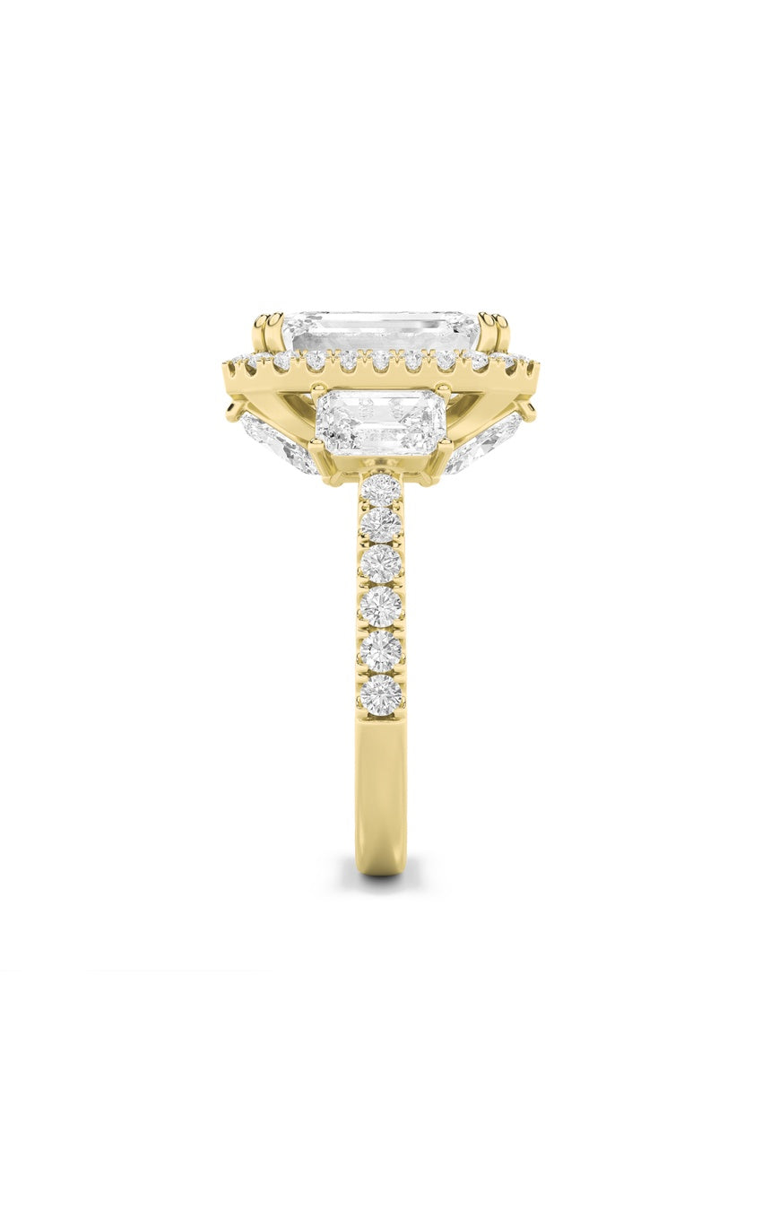 7Cttw Radiant Shaped Lab Grown Diamond (F/VS) Bold Accented Engagement Ring in 14K Gold