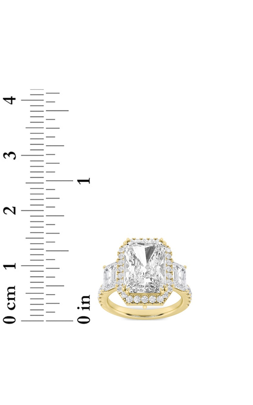 7Cttw Radiant Shaped Lab Grown Diamond (F/VS) Bold Accented Engagement Ring in 14K Gold