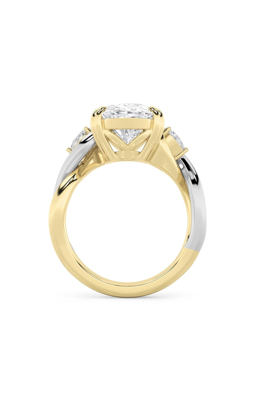 6.25Cttw Oval Shaped Lab Grown Diamond (F/VS) Bold Accented Engagement Ring in 14K Gold