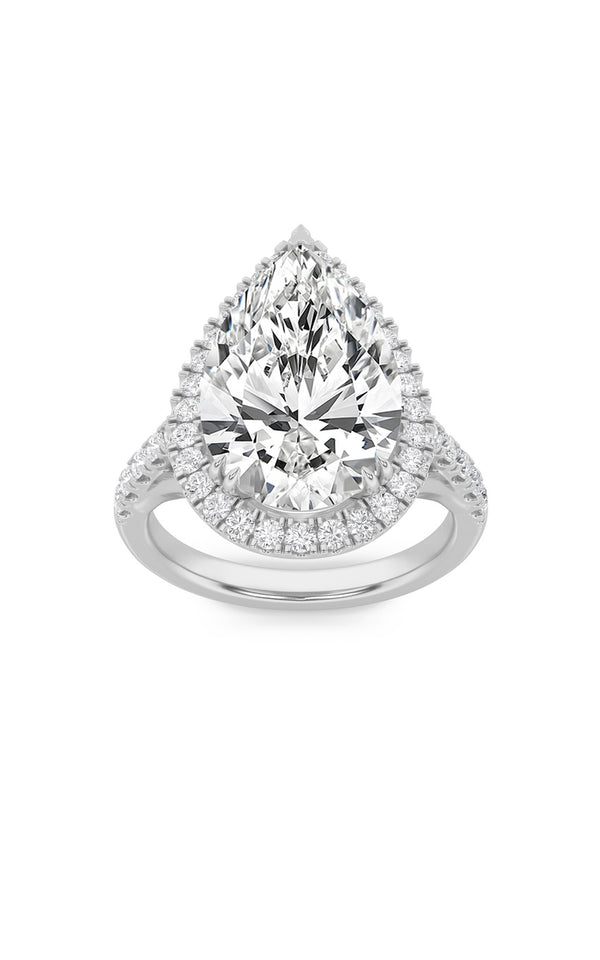 6Cttw Pear Shaped Lab Grown Diamond (F/VS) Bold Statement Accented  Ring in 14K Gold