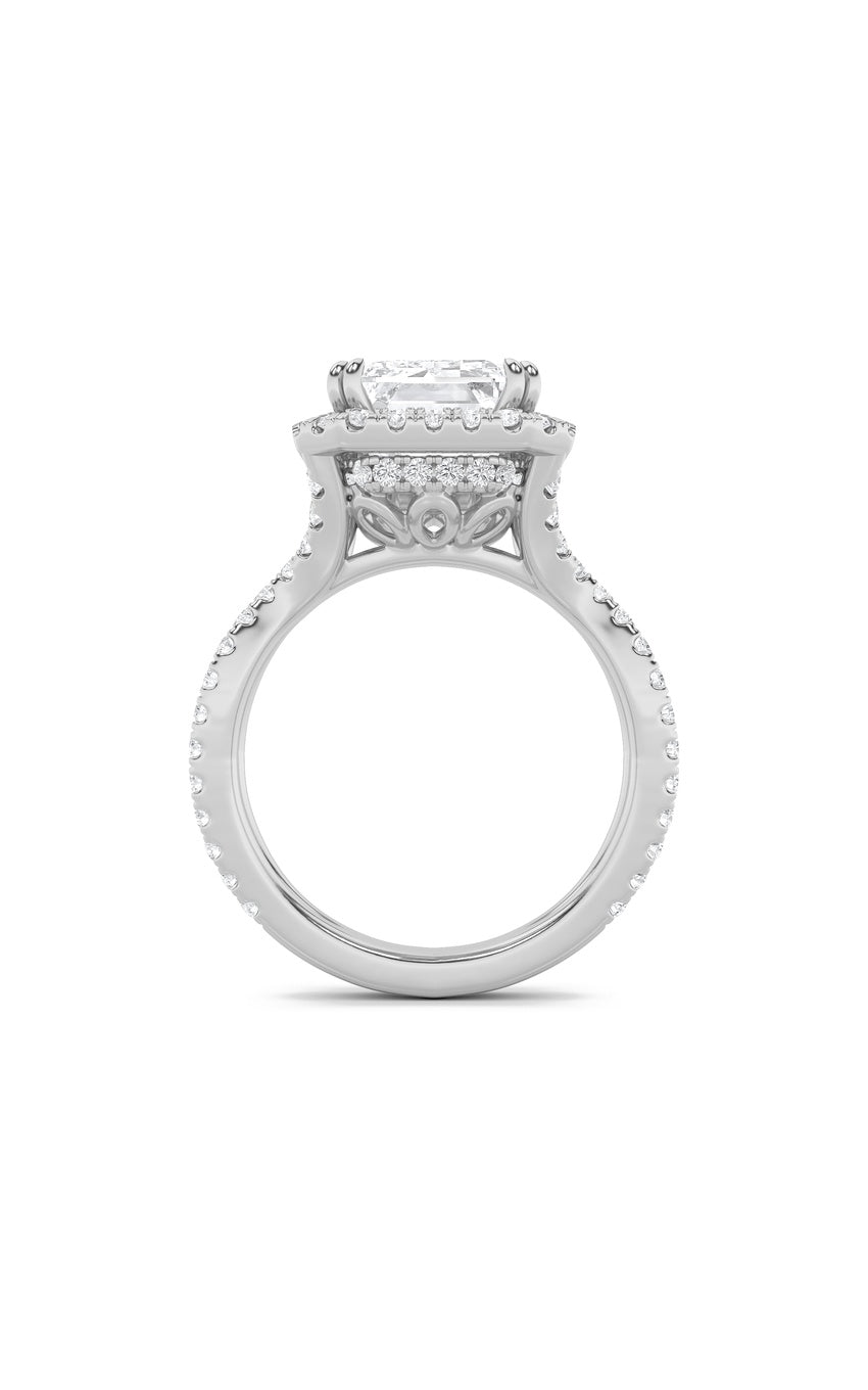 8Cttw Emerald Shaped Lab Grown Diamond (F/VS) Bold Statement Accented Ring in 14K Gold