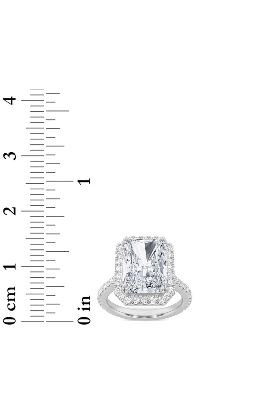 6Cttw Radiant Shaped Lab Grown Diamond (F/VS) Bold Accented Engagement Ring in 14K Gold