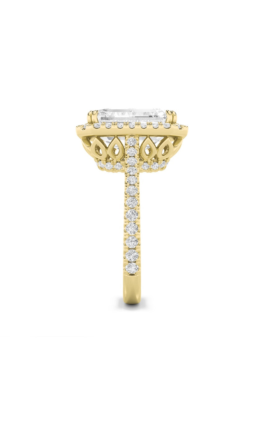 6Cttw Radiant Shaped Lab Grown Diamond (F/VS) Bold Accented Engagement Ring in 14K Gold