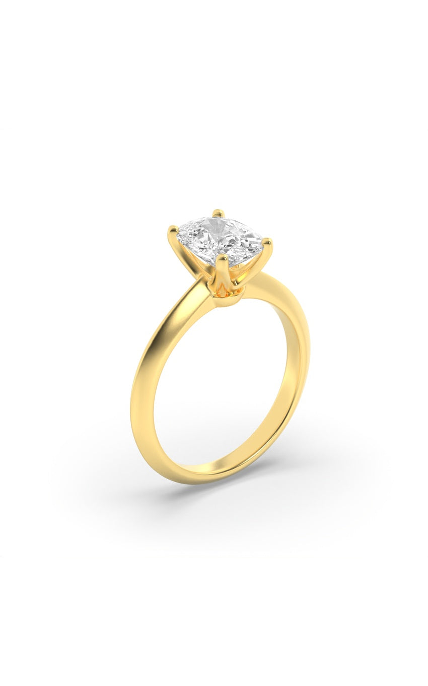 2Cttw Elongated Cushion Shaped Lab Grown Diamond (F/VS) Knife Edge Shank Solitaire Engagement Ring in 14K Gold