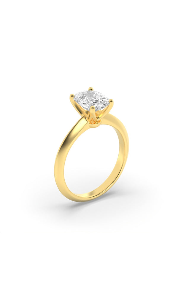 2Cttw Elongated Cushion Shaped Lab Grown Diamond (F/VS) Knife Edge Shank Solitaire Engagement Ring in 14K Gold