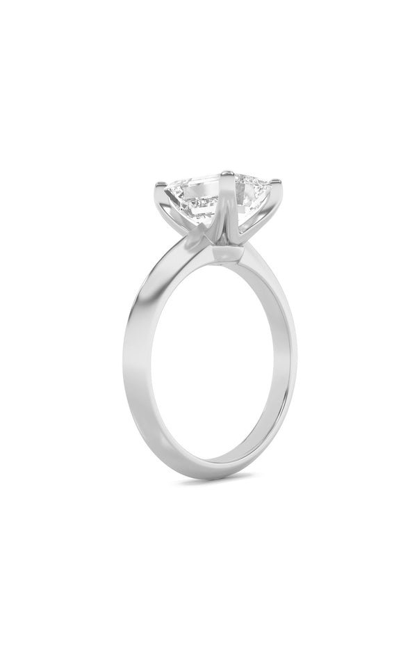 3Cttw Emerald Shaped Lab Grown Diamond (F/VS) Knife Edge Shank Solitaire Engagement Ring in 14K Gold