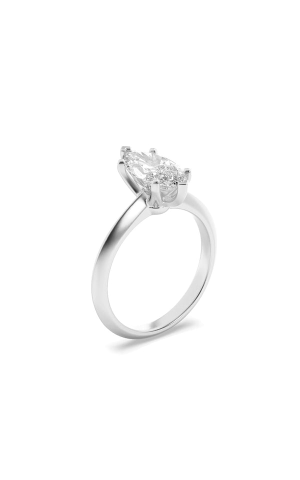 2.5Cttw Marquise Shaped Lab Grown Diamond (F/VS) Knife Edge Shank Solitaire Engagement Ring in 14K Gold