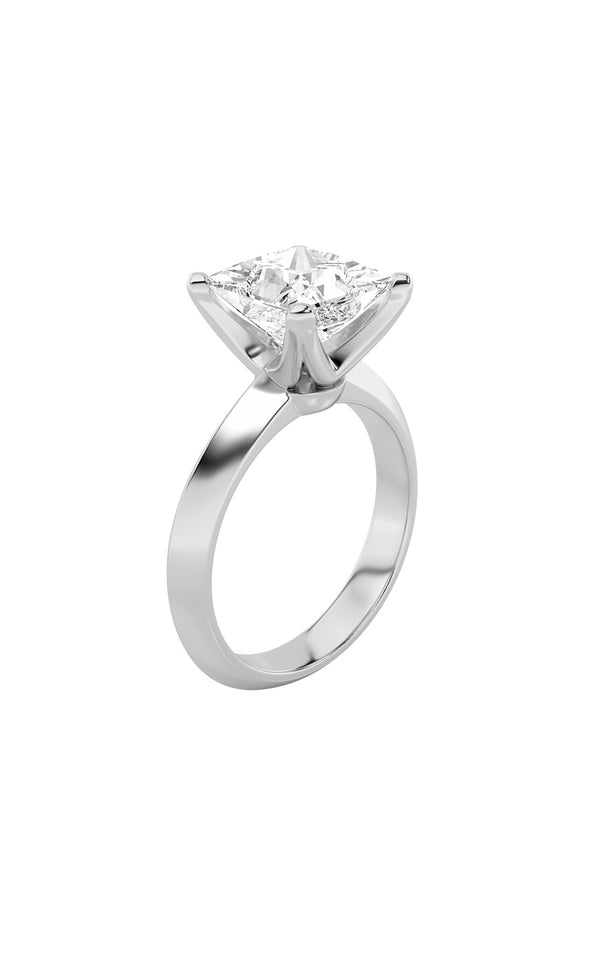 3Cttw Princess Shaped Lab Grown Diamond (F/VS) Knife Edge Shank Solitaire Engagement Ring in 14K Gold