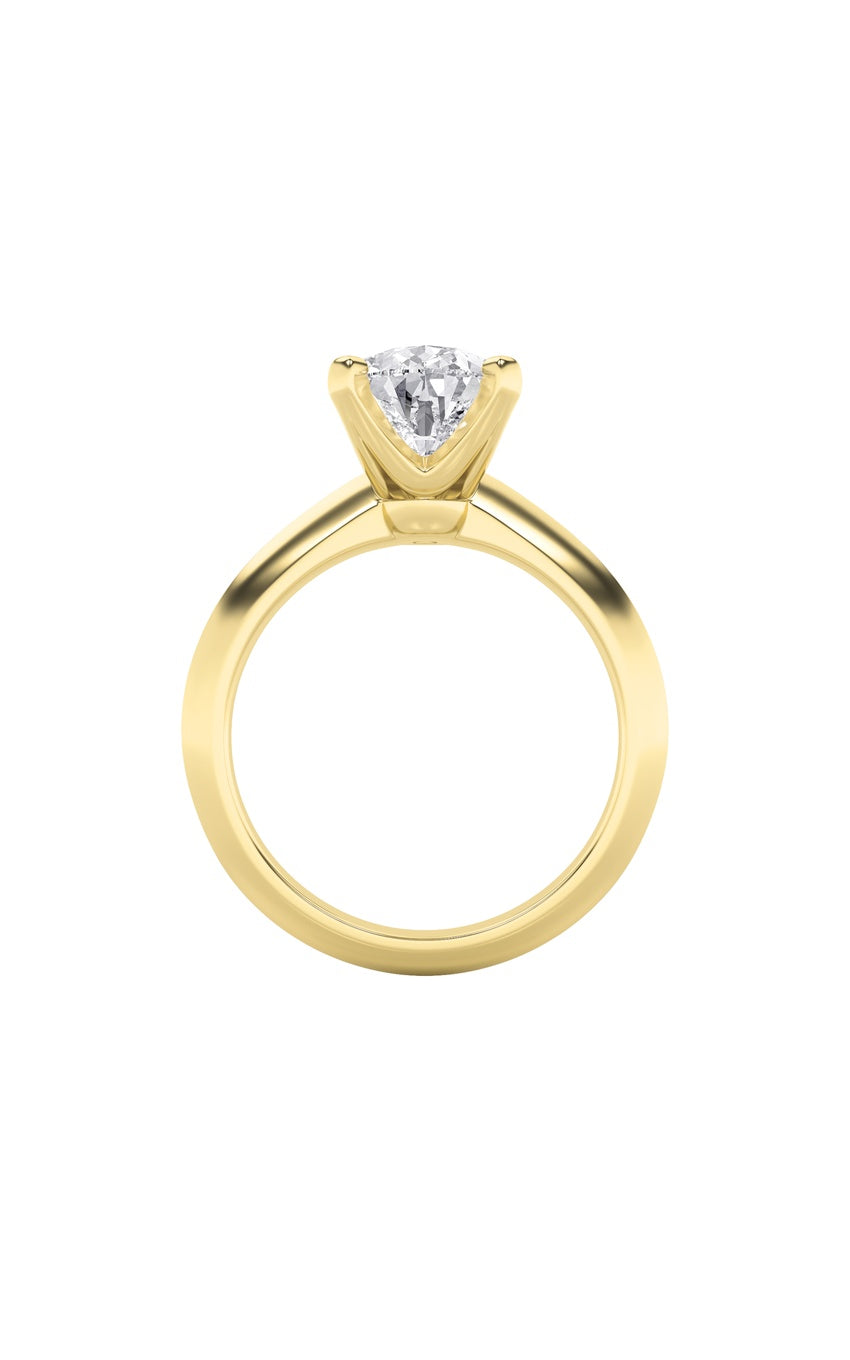 2Cttw Pear Shaped Lab Grown Diamond (F/VS) Knife Edge Shank Solitaire Engagement Ring in 14K Gold