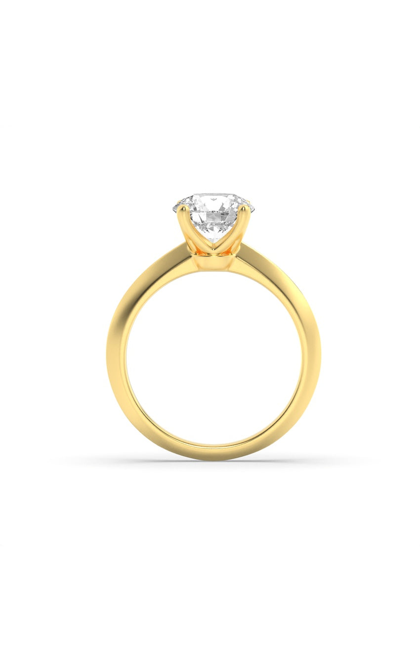 1Cttw Round Shaped Lab Grown Diamond (F/VS) KnifeEdge Shank Solitaire Engagement Ring in 14K Gold
