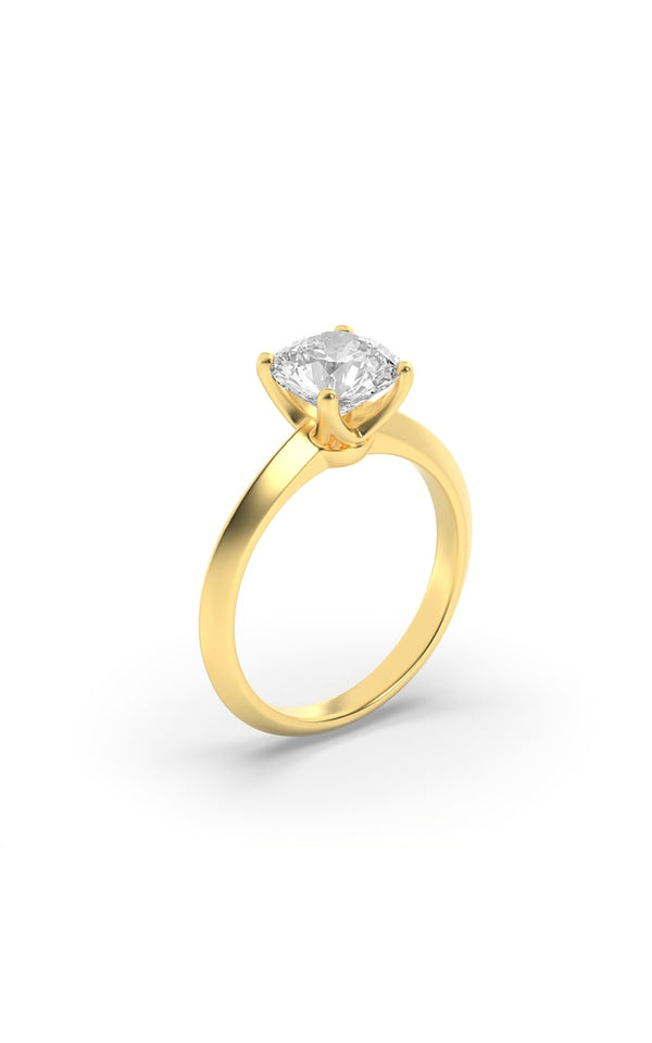 1.5Cttw Round Shaped Lab Grown Diamond (F/VS) Knife Edge Shank Solitaire Engagement Ring in 14K Gold
