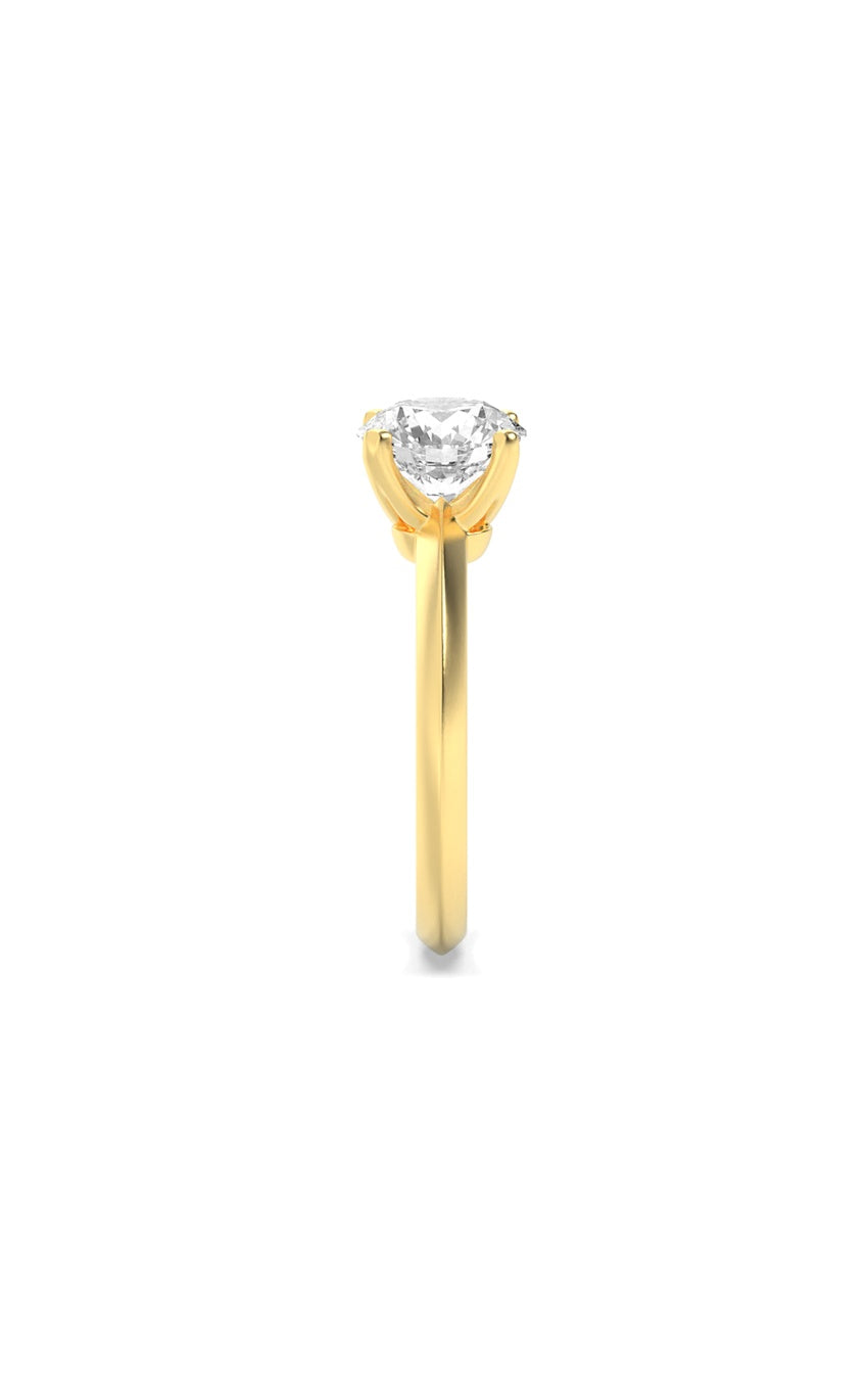 2Cttw Round Shaped Lab Grown Diamond (F/VS) KnifeEdge Shank Solitaire Engagement Ring in 14K Gold