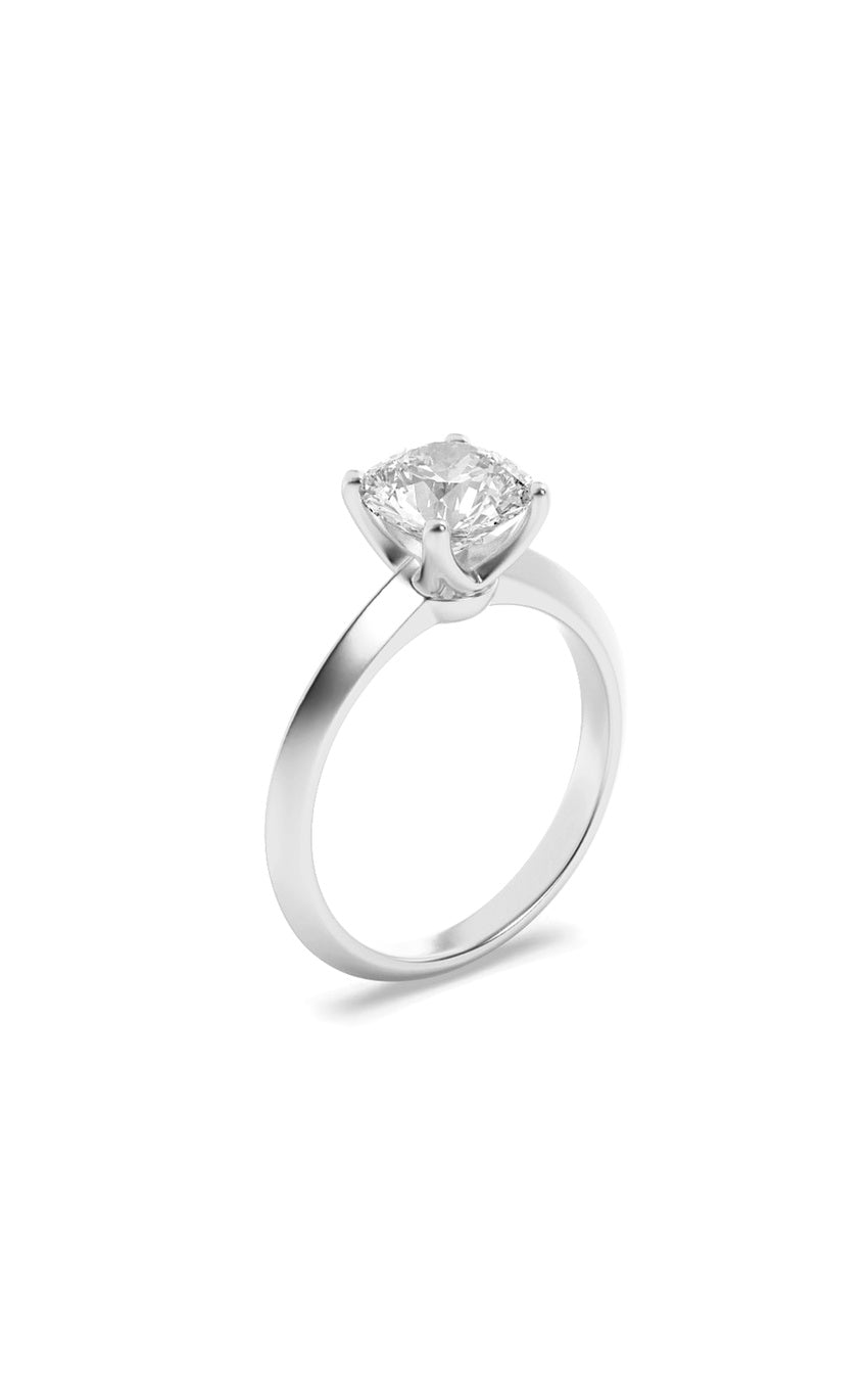 3Cttw Round Shaped Lab Grown Diamond (F/VS) Knife Edge Shank Solitaire Engagement Ring in 14K Gold